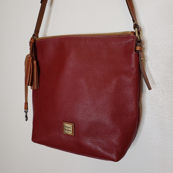 Authentic Dooney & Bourke Genuine Pebbled Leather Large Crossbody Bag Tote - Picture 2 of 16